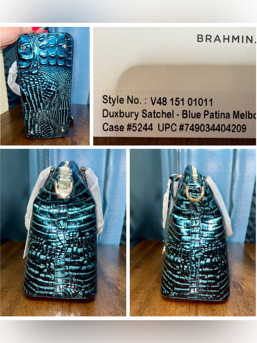 Brahmin NWT Duxbury - Blue Patina - Peacock/Teal - Jewel Tone - Two Eyes - Picture 5 of 16